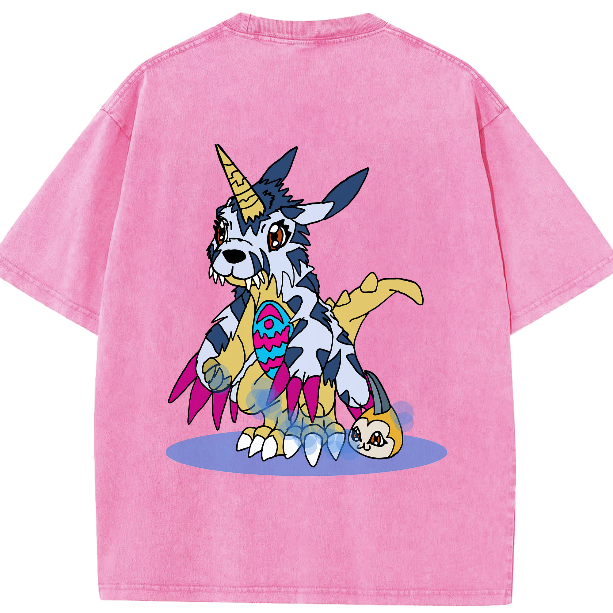 （画像用） Digimon デジタルモンスター/デジモン 綿100% ヴィンテージ風 半袖Tシャツ（背面プリント）